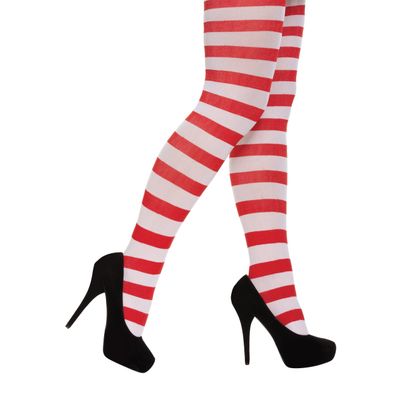 Foto van Kerst kniekousen wit-rood Foto van Kerst kniekousen wit-rood