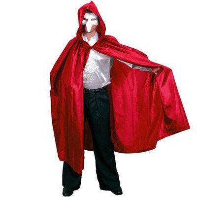 Foto van Cape met capuchon rood satijn 130cm