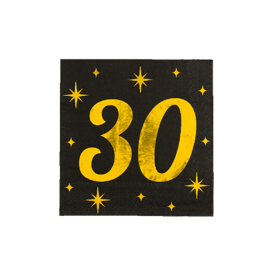 Foto van Servetten 30 jaar Zwart Goud