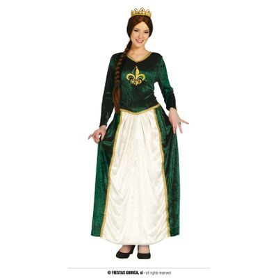 Foto van Groene middeleeuwse jurk koningin