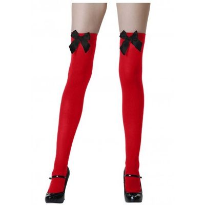 Foto van Kniekousen Tiroler rood met zwarte strik