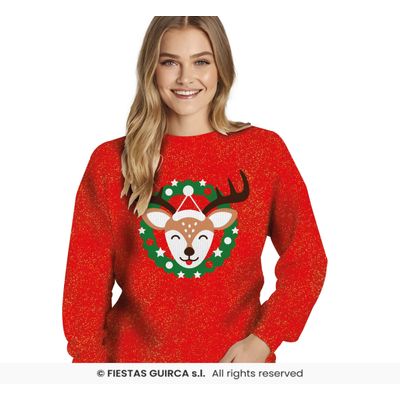 Foto van Kerst Trui Glitter Rood