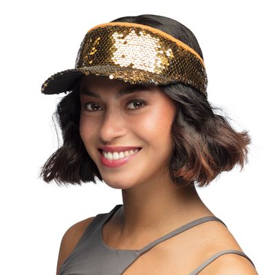 Foto van Zonneklep Goud pailletten 