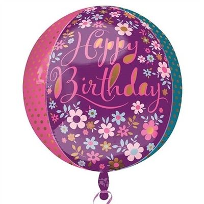 Foto van Ballon Happy Birthday Bloemen Folie