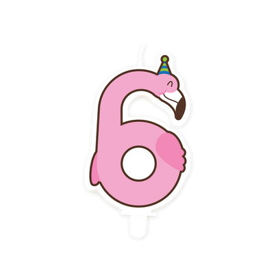 Foto van Jungle Verjaardagskaars - Cijfer 6 Flamingo