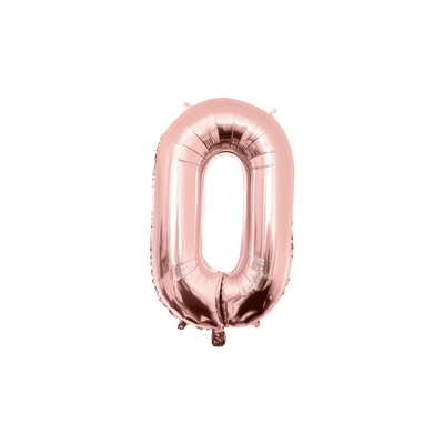 Foto van Folieballon cijfer 0 rose goud (86cm)
