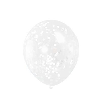 Confetti ballonnen wit 6 st (30 cm)