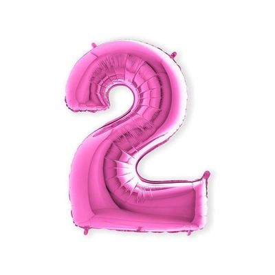 Foto van Folieballon cijfer 2 roze XL (100cm)
