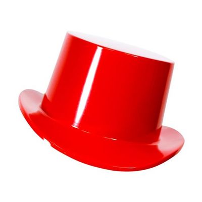 Hoge hoed plastic rood 12 stuks
