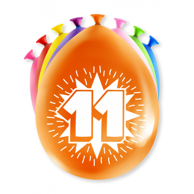 Leeftijd ballonnen 11 jaar 8 stuks 30cm