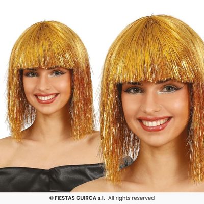 Foto van Gouden glitter pruik 