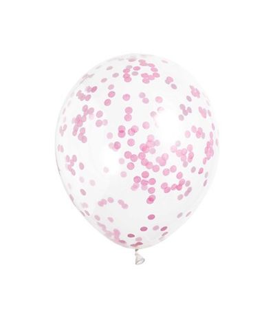 Confetti ballonnen roze 6 st (30 cm)