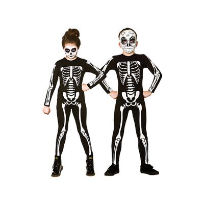 Skeletten jumpsuit zwart kind