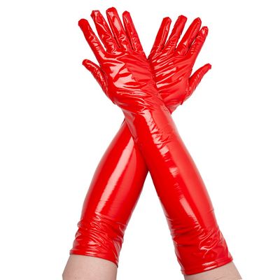Foto van Lakleer Latex Lange Handschoenen Rood