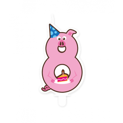 Foto van Jungle Verjaardagskaars - Cijfer 8 Biggetje