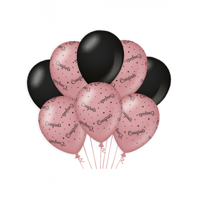 Ballonnen Congrats Roze/Zwart