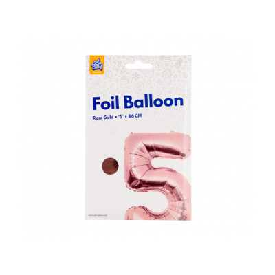 Foto van Folieballon cijfer 5 rose goud (86cm)