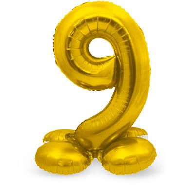 Staande folie ballon goud - cijfer 9