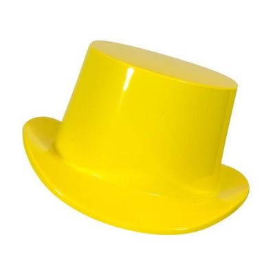 Hoge hoed plastic geel 12 stuks