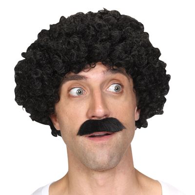 Foto van Krullen pruik met snor