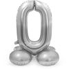 Afbeelding van Staande folie ballon zilver- cijfer 0