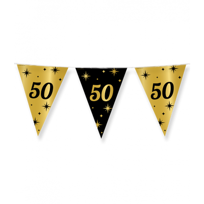 Vlaggenlijn 50 jaar (getrouwd) goud/zwart 10 meter
