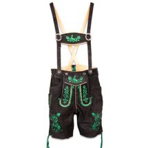 Lederhosen donkerbruin met groene stiksels