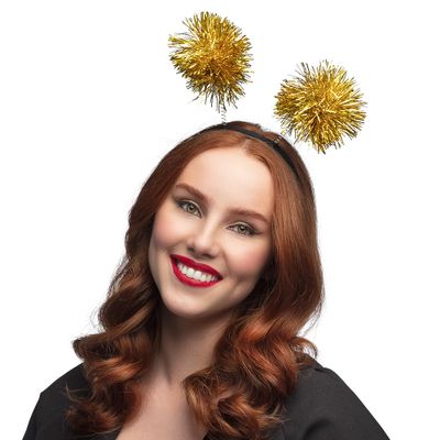 Foto van Diadeem met gouden glitter pompons