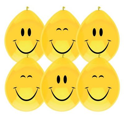 Gele smiley ballonnen (6st)