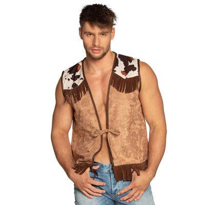 Foto van Cowboy Gilet Met Koeienprint Heren