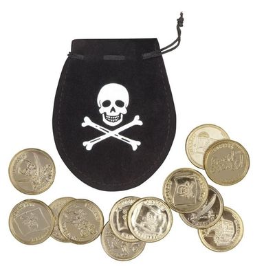 Foto van Set Piratenzakje met 12 gouden munten