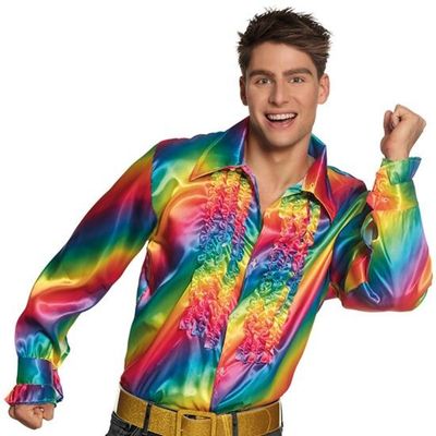 Foto van Disco blouse regenboog