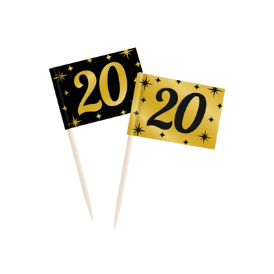 Foto van 20 jaar Cocktailprikkers Zwart\Goud