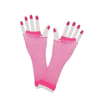 Net handschoenen neon roze