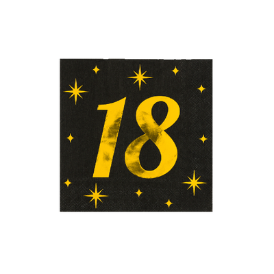 Foto van Servetten 18 jaar Zwart Goud
