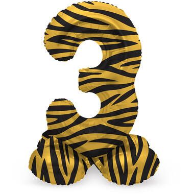 Staande folie ballon tijgerprint - cijfer 3