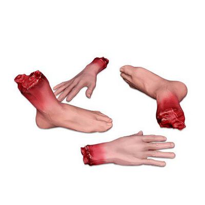 Foto van Set bloederige handen en voeten
