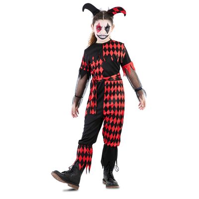 Foto van Duivelse nar kostuum meisje 