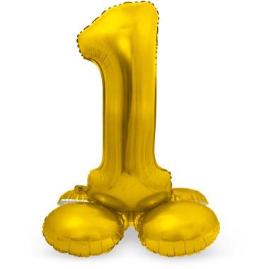 Staande folie ballon goud - cijfer 1