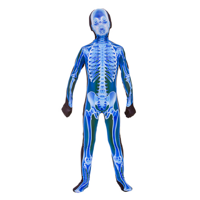 Foto van X-ray skeletten jumpsuit blauw