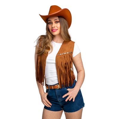 Foto van Cowboy/hippie gilet bruin