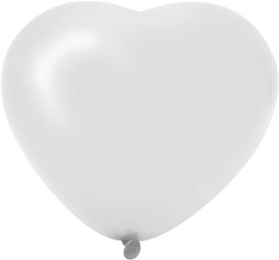 Hartjes ballonen wit (25cm) 6st