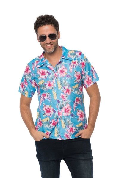 Tropicana Hawaii Shirt Blauw Bloemen