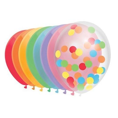 Foto van Ballonnen Regenboog Confetti Assorti (30CM) 10st