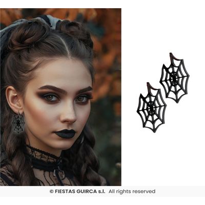 Foto van Oorbellen Spinnenweb Zwart