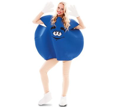 Blauw M&M kostuum