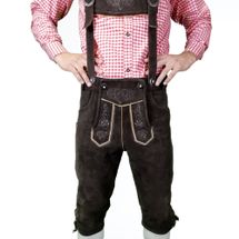 Lederhosen donker bruin LANG - echt leder