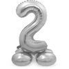 Afbeelding van Staande folie ballon zilver - cijfer 2