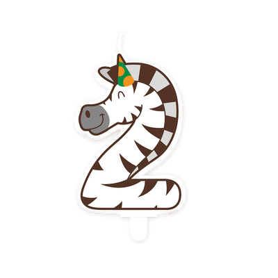 Foto van Verjaardag kaars cijfer 2 zebra