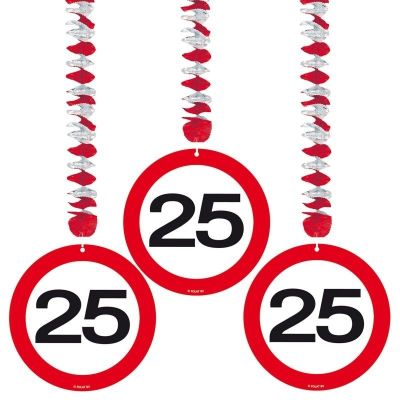 Hangdecoratie Verkeersbord 25 jaar/3st